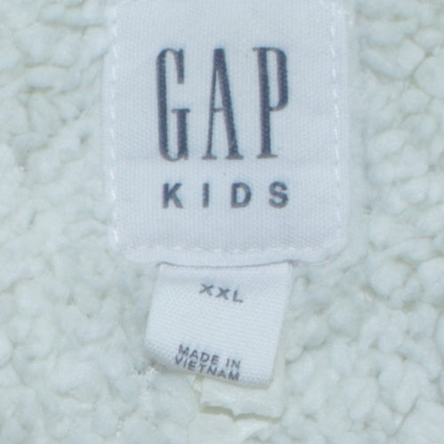 GAP Kids Boys Grey Full Zip Hoodie Sherpa Lined XXL - Warm Casual Sweatshirt