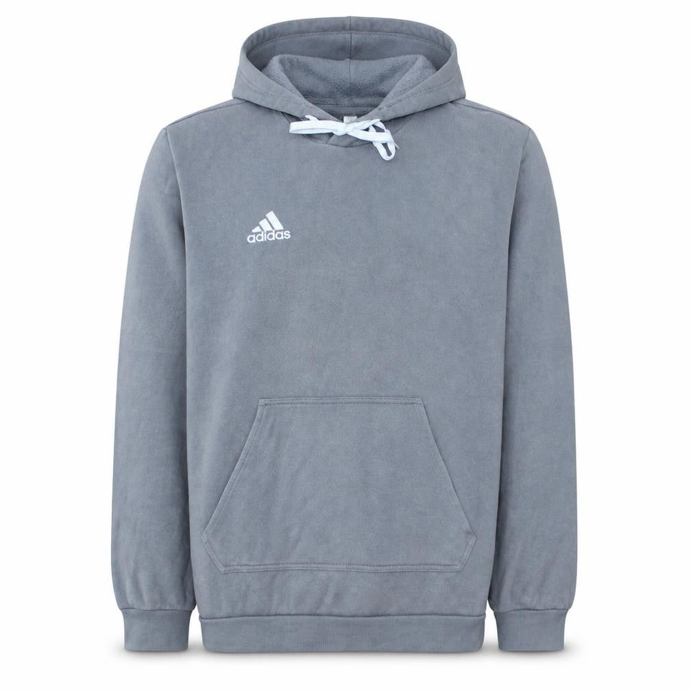 Front view of Adidas Men's Grey Pullover Hoodie, size M, Regular Fit Sportswear