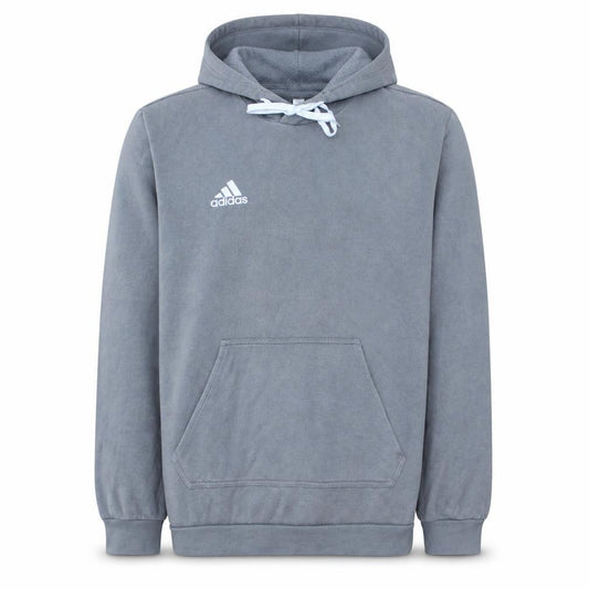 Front view of Adidas Men's Grey Pullover Hoodie, size M, Regular Fit Sportswear