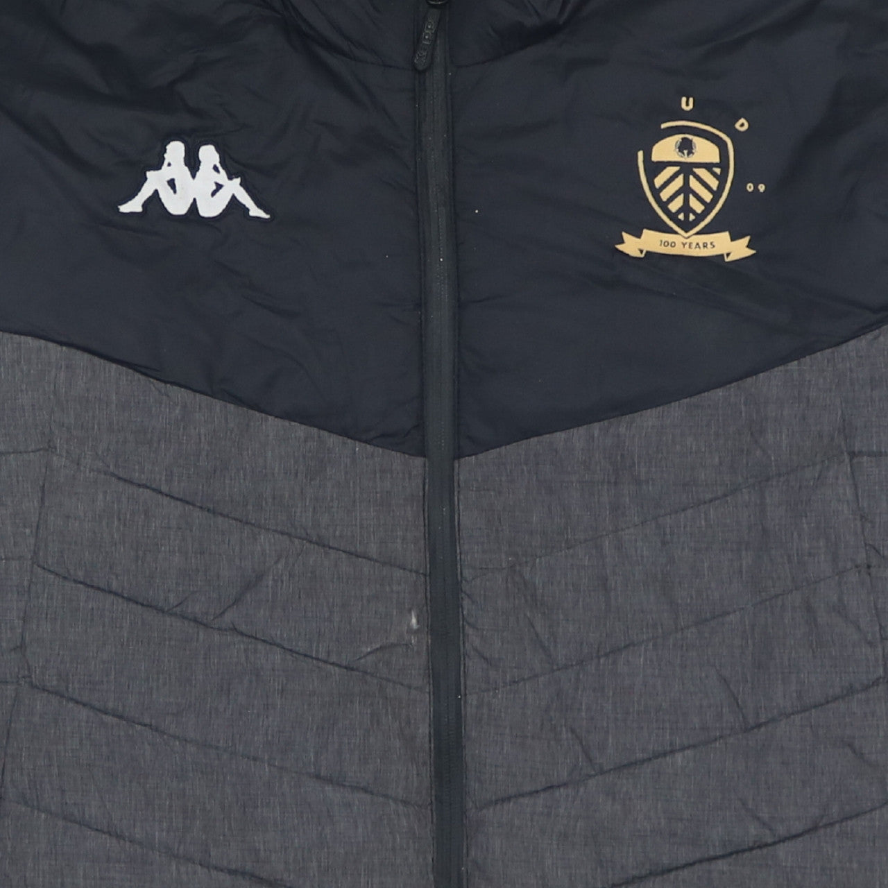 Kappa Mens Grey XL Puffer Jacket Hooded Leeds United 100 Years