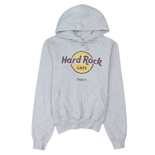 Hard Rock Cafe Paris Grey Pullover Hoodie Men’s Small Logo Fleece