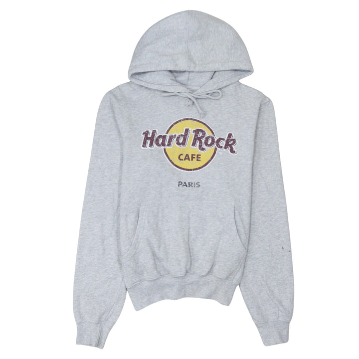 Hard Rock Cafe Paris Grey Pullover Hoodie Men’s Small Logo Fleece