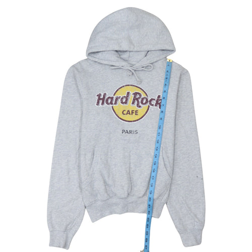 Hard Rock Cafe Paris Grey Pullover Hoodie Men’s Small Logo Fleece