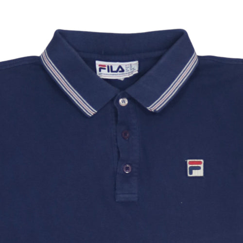FILA Men's Blue Short Sleeve Cotton Polo Shirt XS