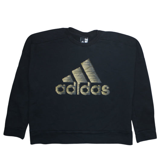 Adidas Womens Black Gold Logo Pullover Sweatshirt XL