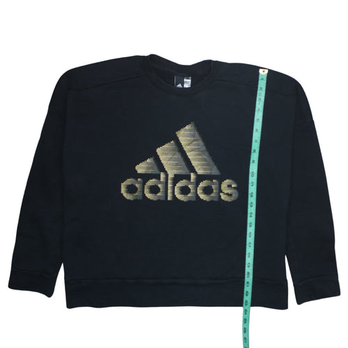 Adidas Womens Black Gold Logo Pullover Sweatshirt XL