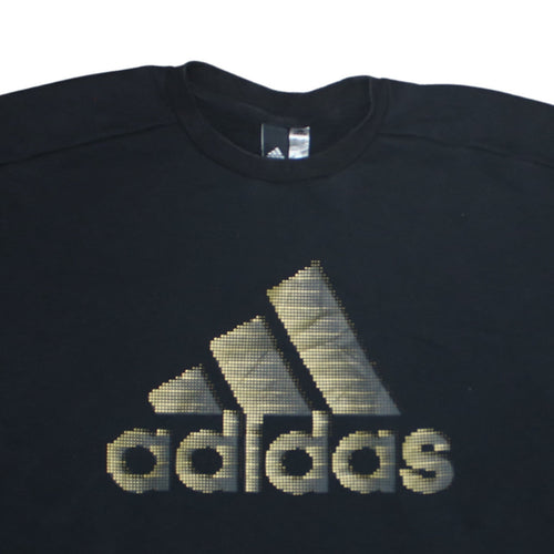 Adidas Womens Black Gold Logo Pullover Sweatshirt XL