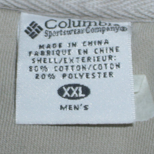 Columbia Men Beige 2XL Pullover Sweatshirt Embroidered Logo