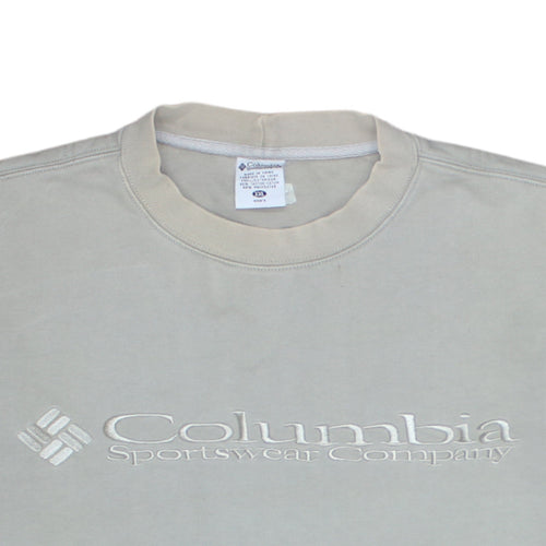 Columbia Men Beige 2XL Pullover Sweatshirt Embroidered Logo
