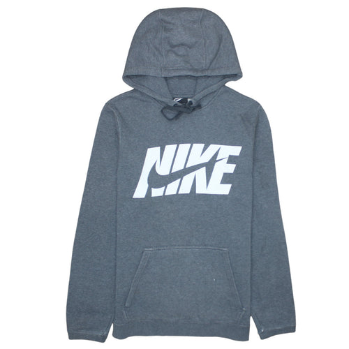 Nike Men's Grey Pullover Hoodie Small Logo Graphic Cotton Blend