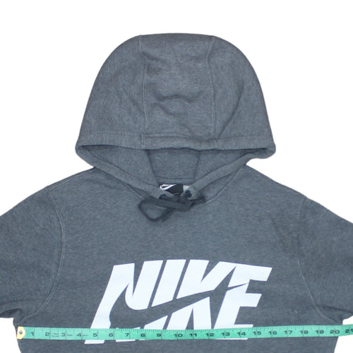 Nike Men's Grey Pullover Hoodie Small Logo Graphic Cotton Blend