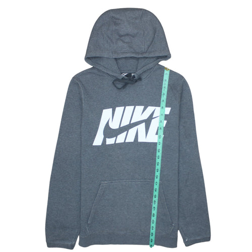 Nike Men's Grey Pullover Hoodie Small Logo Graphic Cotton Blend