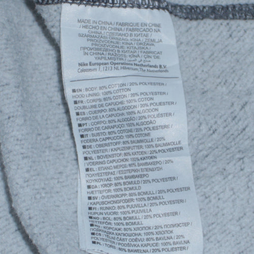 Nike Men's Grey Pullover Hoodie Small Logo Graphic Cotton Blend
