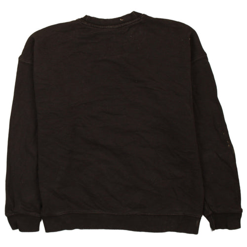 Adidas Womens Black Crew Neck Pullover Sweatshirt Size 8 Logo Print