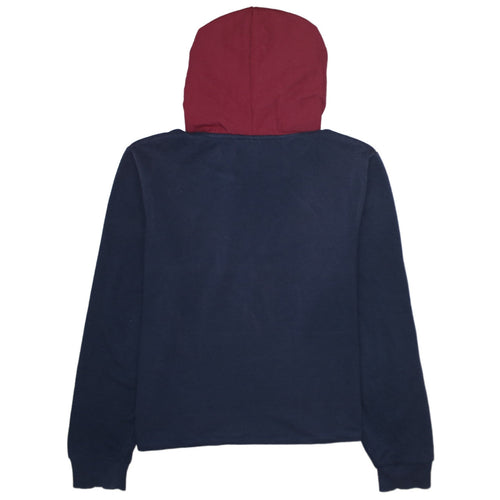 FILA Men's Blue & Maroon Pullover Hoodie Size S Logo Fleece
