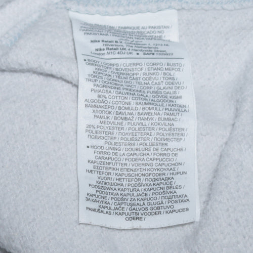 Nike Men's White Pullover Hoodie M Regular Fit Fleece Sweatshirt