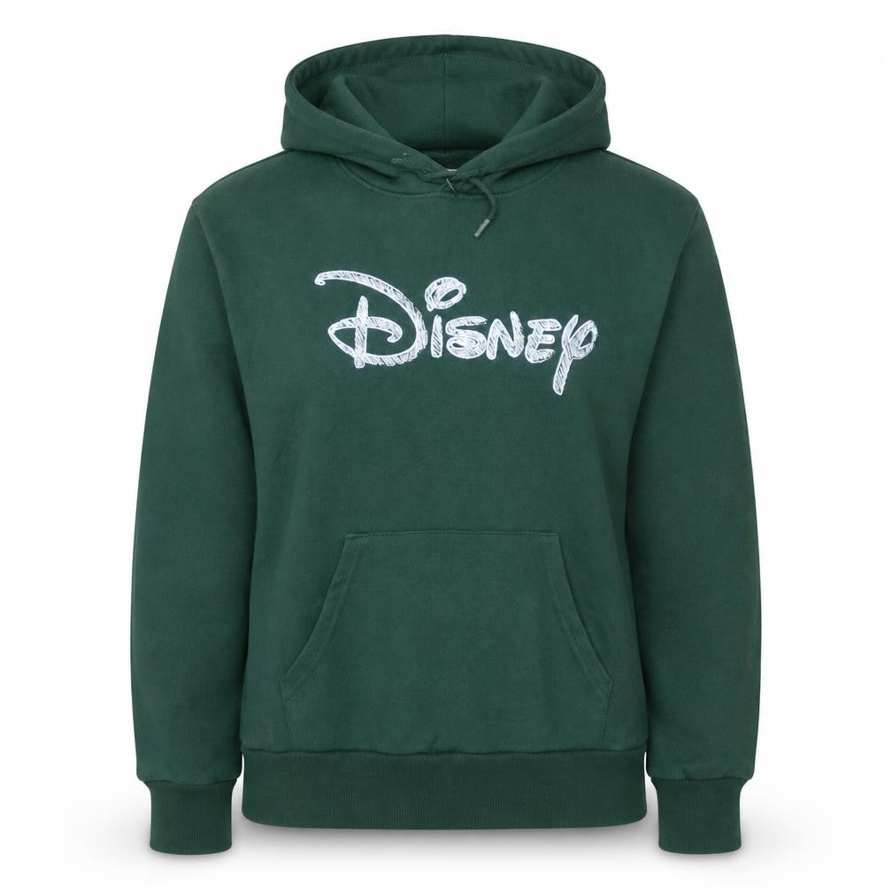 Front view of Disney Women’s Green Pullover Hoodie, size UK 10/12, Primark Cares