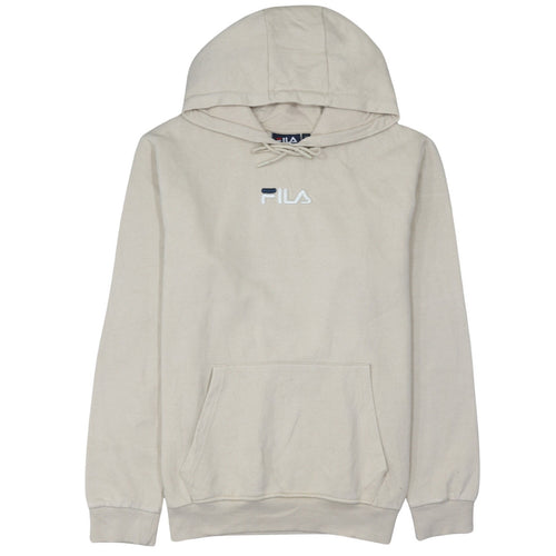 Fila Men’s Beige Pullover Hoodie Medium Cotton Blend Classic Logo
