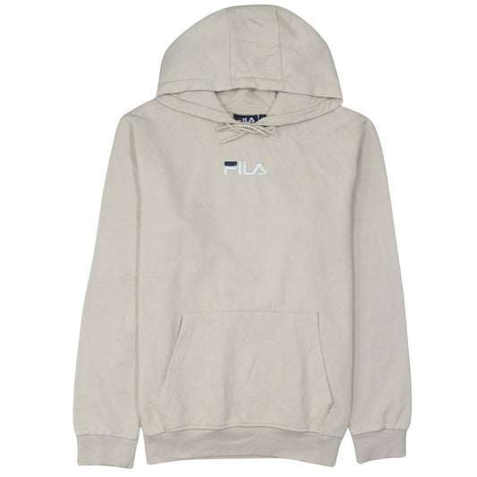 Fila Men’s Beige Pullover Hoodie Medium Cotton Blend Classic Logo