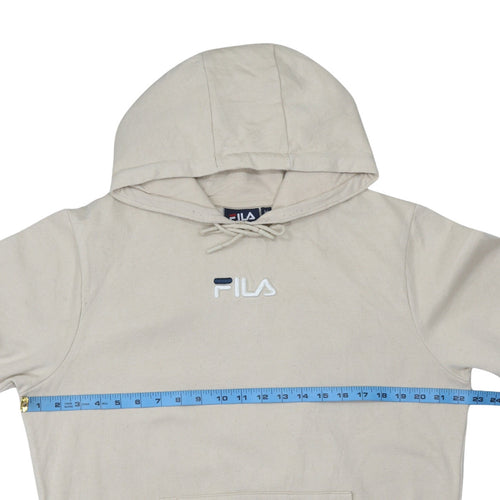 Fila Men’s Beige Pullover Hoodie Medium Cotton Blend Classic Logo
