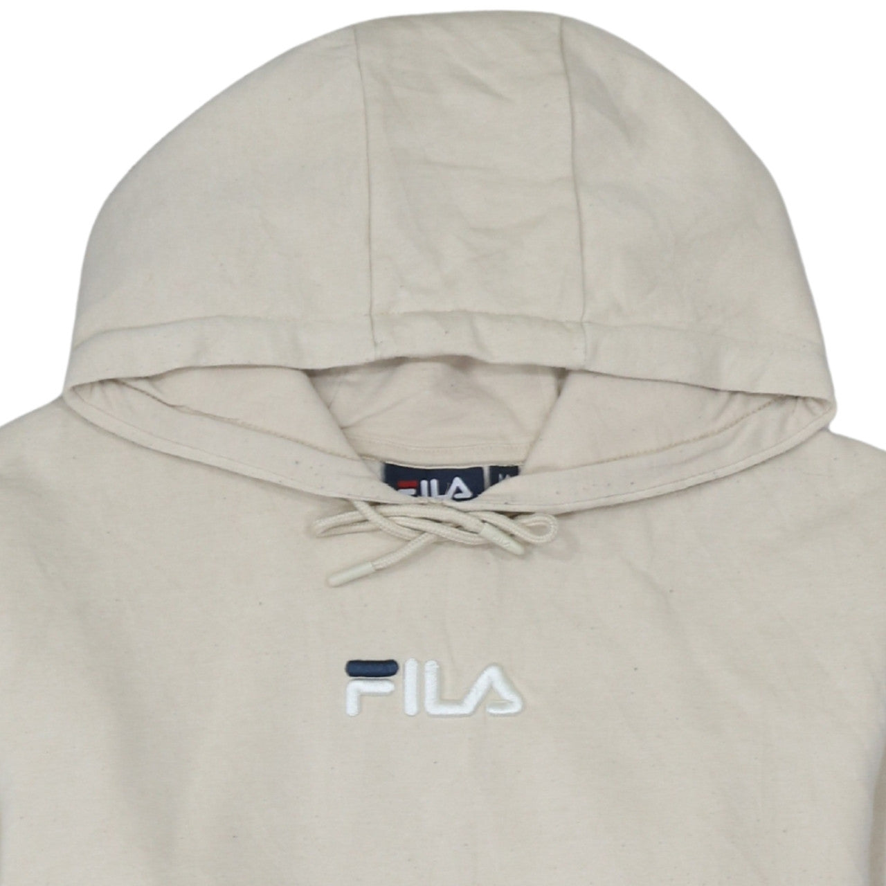 Fila Men’s Beige Pullover Hoodie Medium Cotton Blend Classic Logo