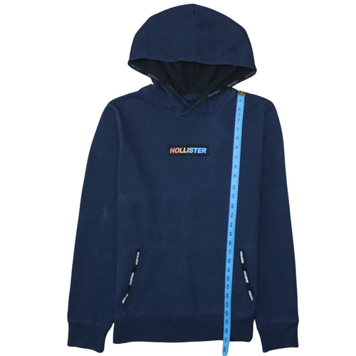 Hollister Men's Blue Pullover Hoodie L Logo Fleece Sweatshirt