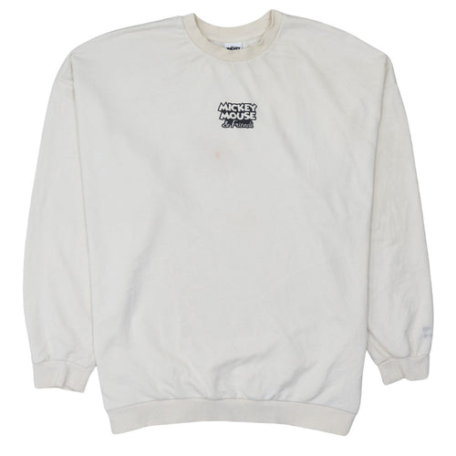 Disney Mickey & Friends at George Beige Sweatshirt Women M 12-14 Crew Neck Cotton