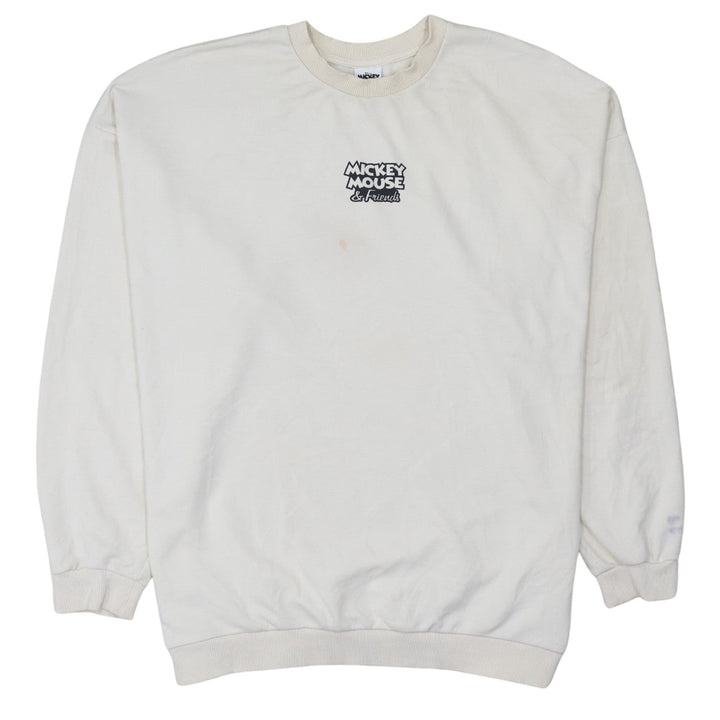 Disney Mickey & Friends at George Beige Sweatshirt Women M 12-14 Crew Neck Cotton