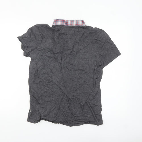 Ted Baker Men’s Grey Cotton Polo Shirt Size M Button Collar Casual