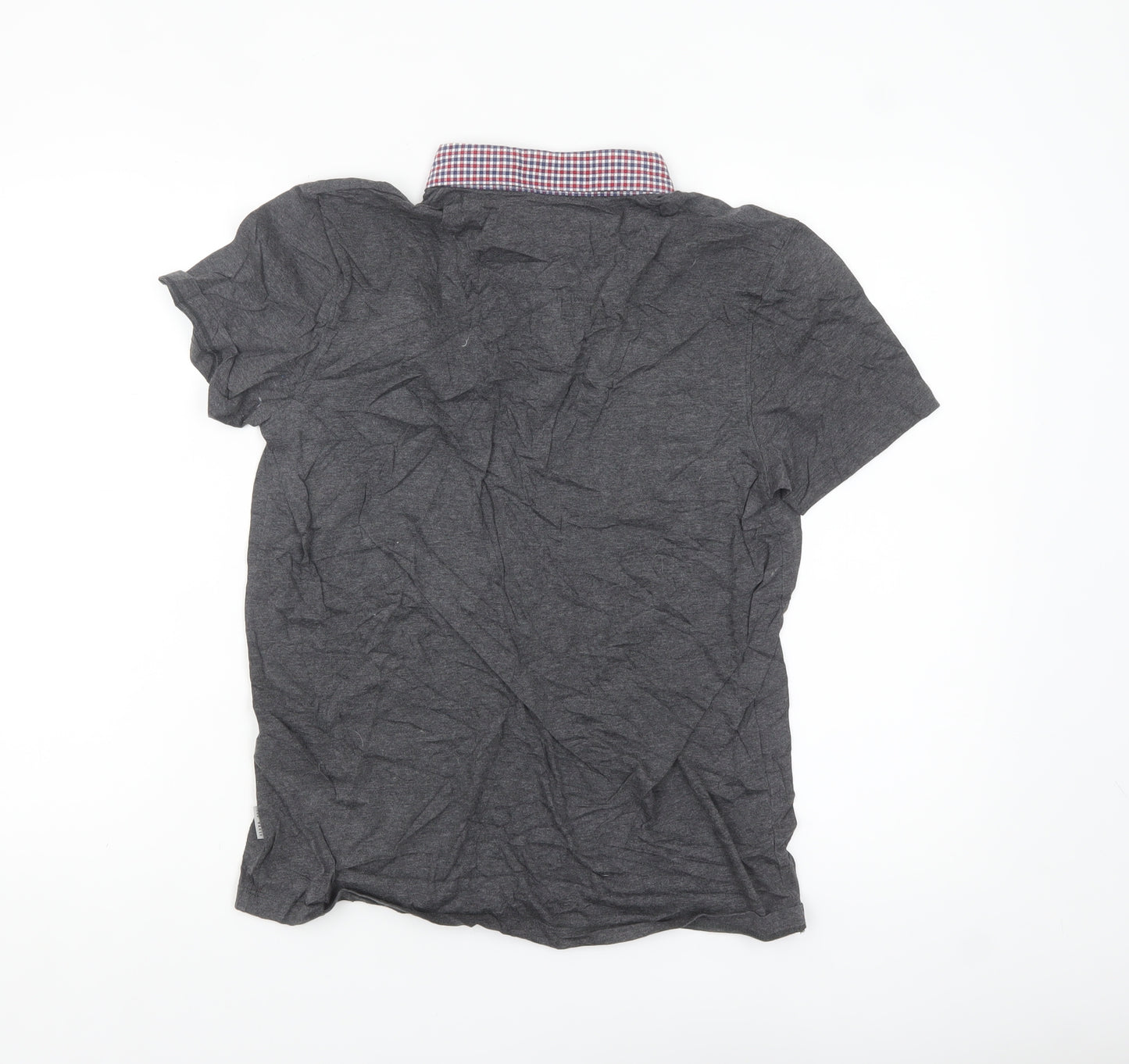 Ted Baker Men’s Grey Cotton Polo Shirt Size M Button Collar Casual