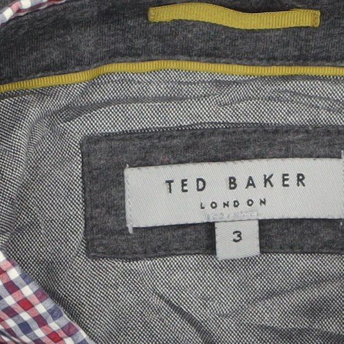 Ted Baker Men’s Grey Cotton Polo Shirt Size M Button Collar Casual