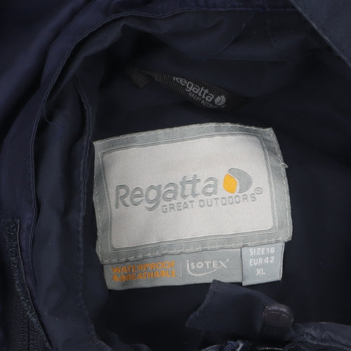 Regatta Women's Blue Waterproof Hooded Rain Coat Jacket Size 16