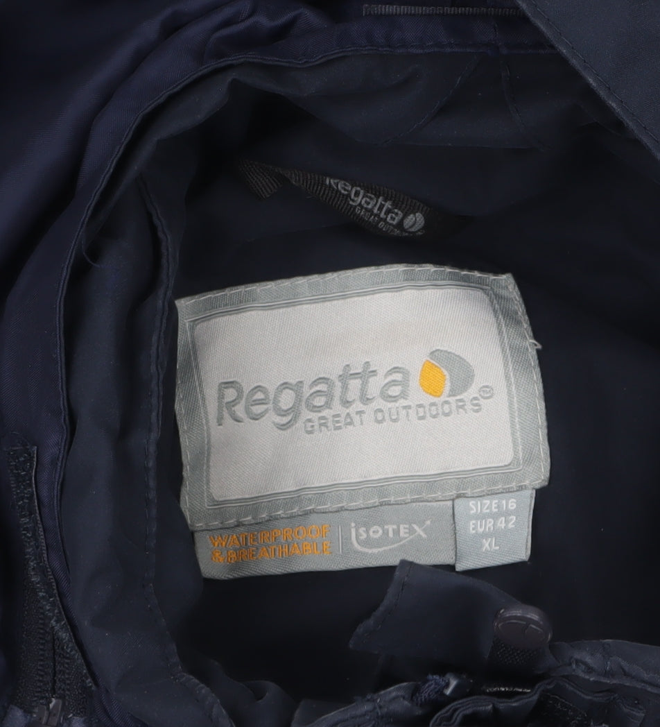 Regatta Women's Blue Waterproof Hooded Rain Coat Jacket Size 16