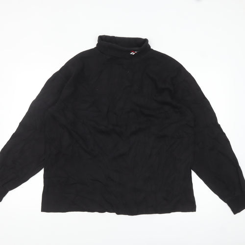 Reebok Men’s Black Cotton Long Sleeve High Neck Casual Top L