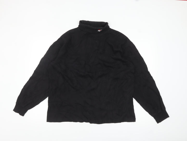 Reebok Men’s Black Cotton Long Sleeve High Neck Casual Top L