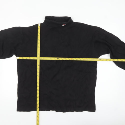 Reebok Men’s Black Cotton Long Sleeve High Neck Casual Top L