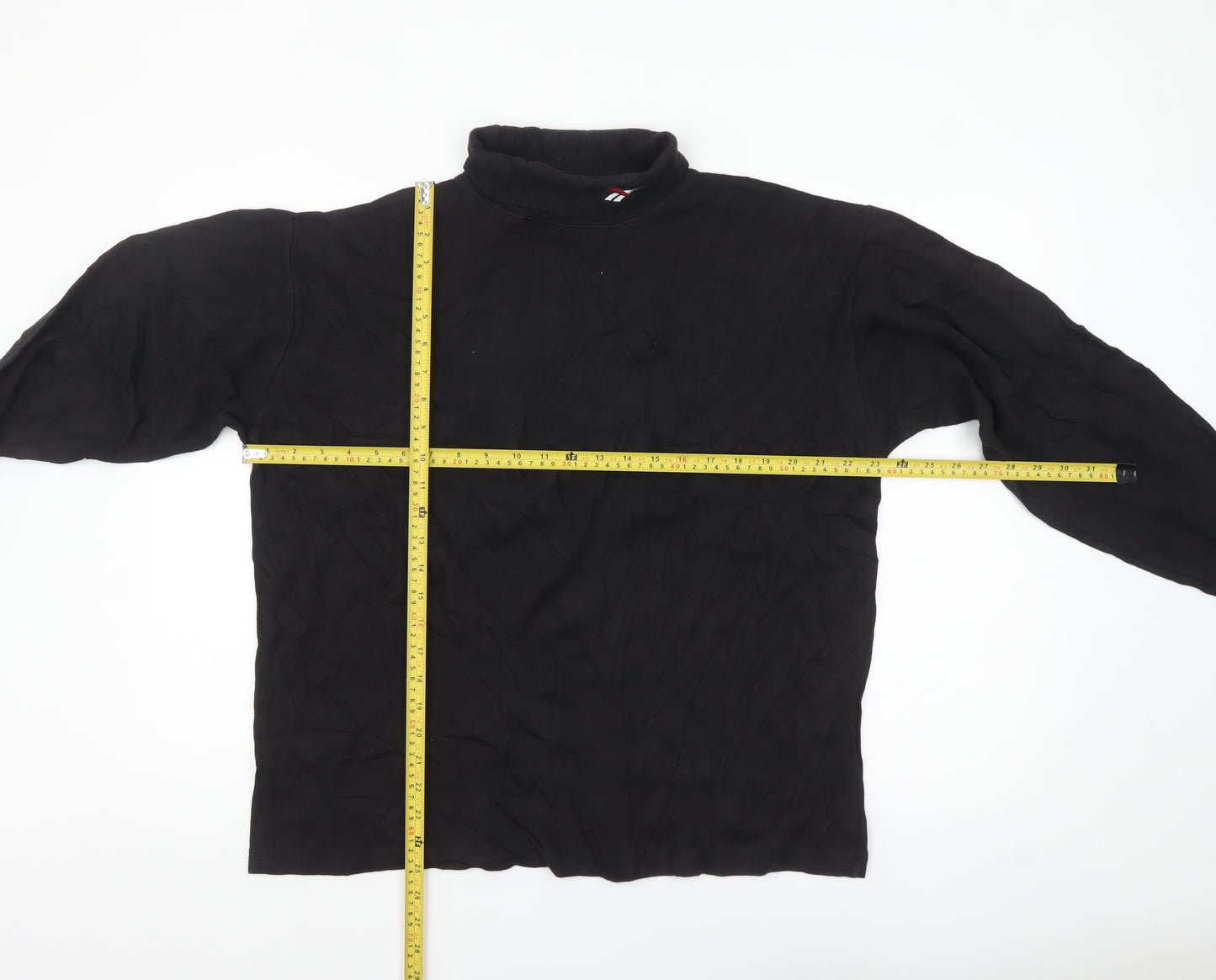 Reebok Men’s Black Cotton Long Sleeve High Neck Casual Top L