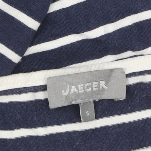 Jaeger Women Blue Striped Shift Dress Size S Cotton 3/4 Sleeve