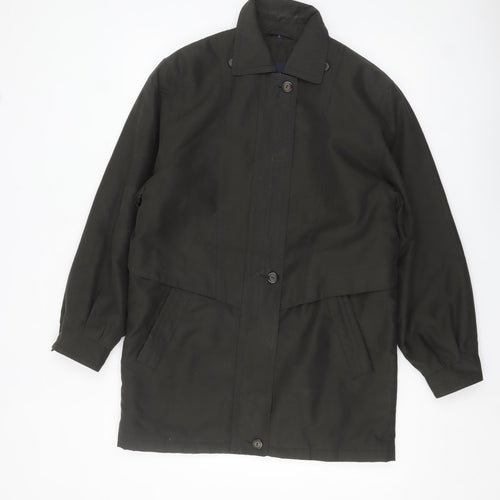 Telemac Men's Black Mid-Length Overcoat Size S with Button Fastening