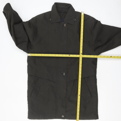 Telemac Men's Black Mid-Length Overcoat Size S with Button Fastening