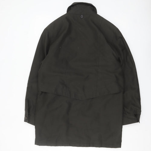 Telemac Men's Black Mid-Length Overcoat Size S with Button Fastening