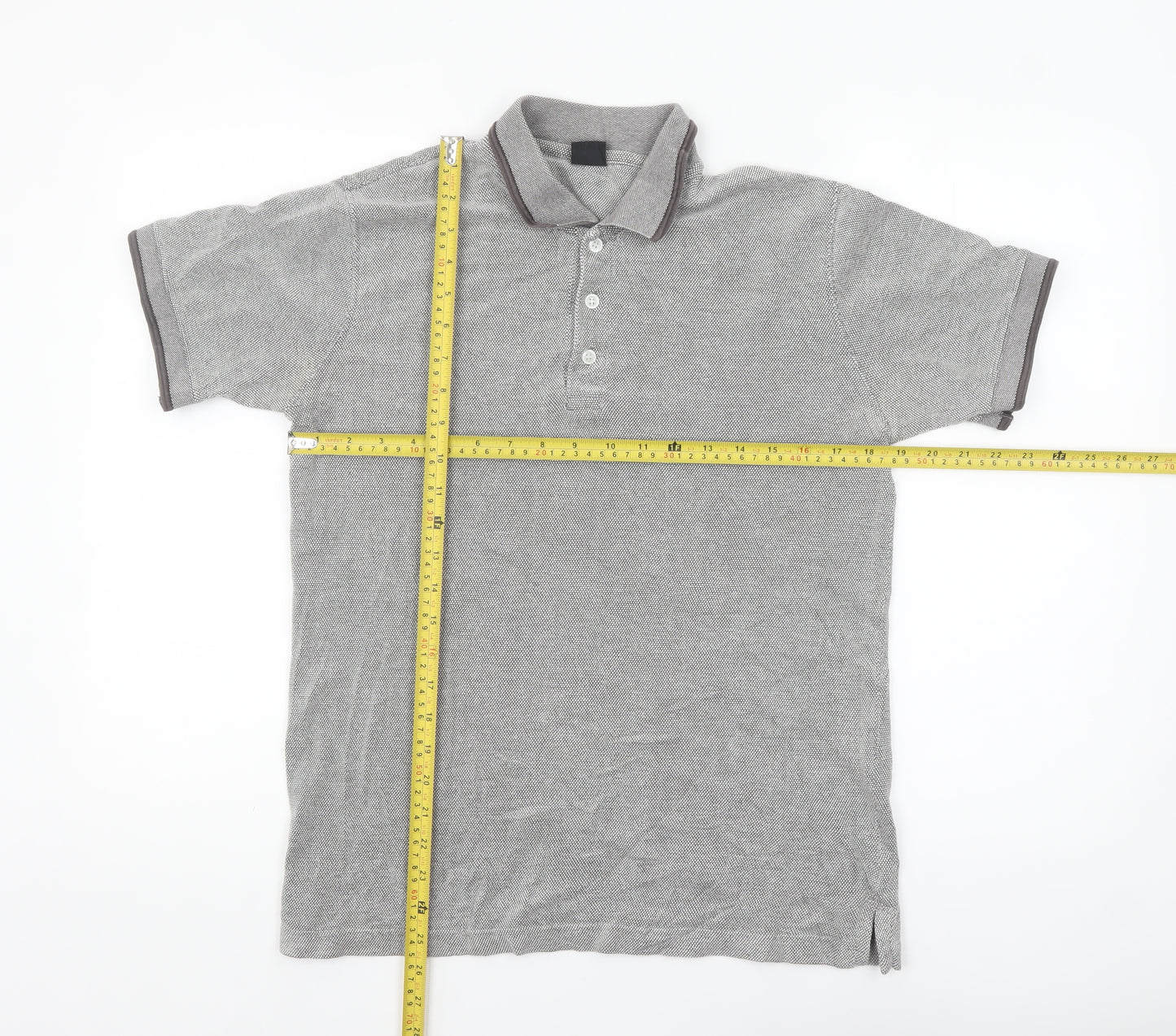 Cotton Traders Men's Grey Short Sleeve Polo Shirt Size S 100% Cotton