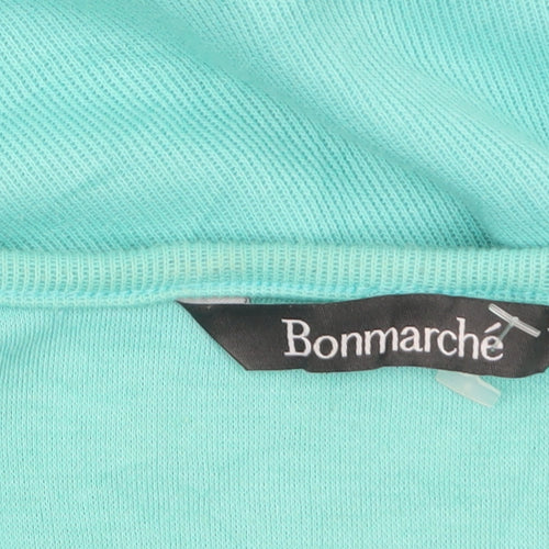 Bonmarche Womens Green Crochet Neck Short Sleeve T-Shirt Size S