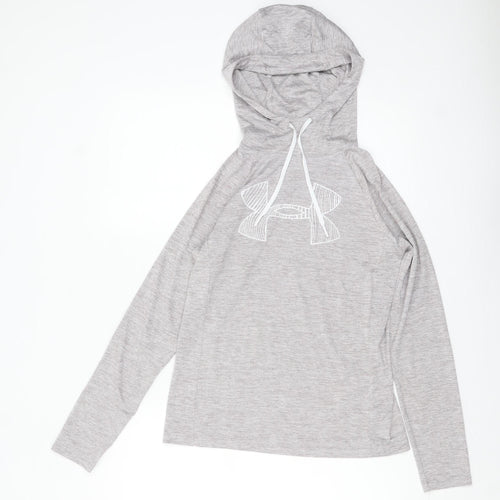 Under Armour Women's Grey XS HeatGear Hooded Long Sleeve Top