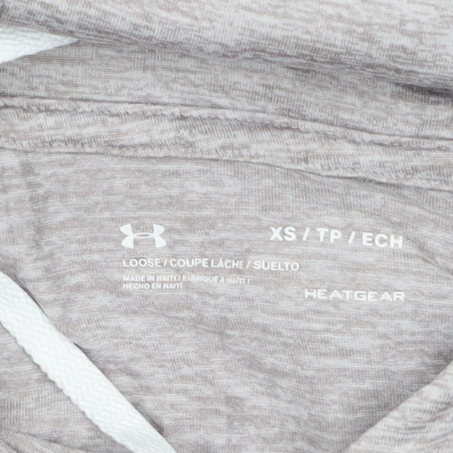 Under Armour Women's Grey XS HeatGear Hooded Long Sleeve Top