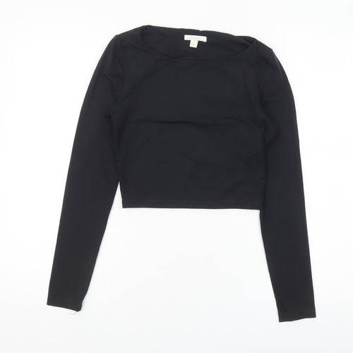 Kookai Women’s Black Cropped Long Sleeve Stretch Top Size S
