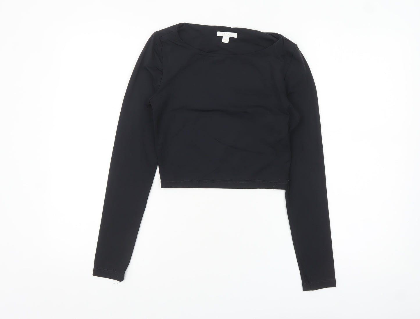 Kookai Women’s Black Cropped Long Sleeve Stretch Top Size S