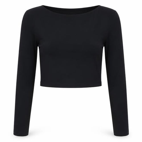 Kookai Women’s Black Cropped Long Sleeve Stretch Top Size S