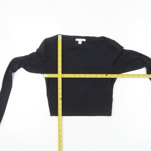 Kookai Women’s Black Cropped Long Sleeve Stretch Top Size S