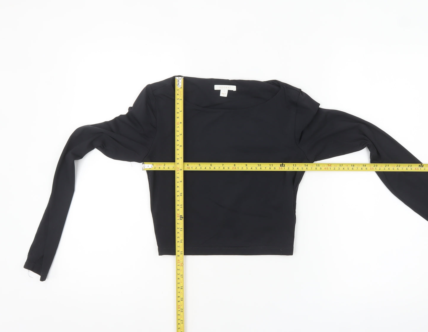 Kookai Women’s Black Cropped Long Sleeve Stretch Top Size S